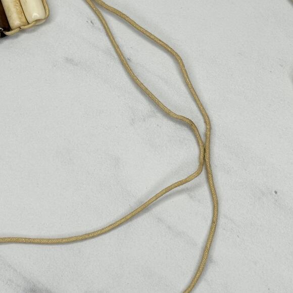 Wood Beaded Tie Belt Brown Cream Boho Statement Belt Medium (M) ✨ - Picture 13 of 14